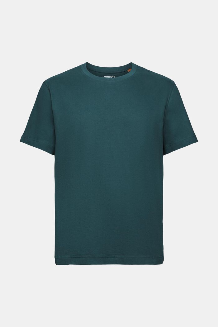 Camiseta de cuello redondo en tejido jersey de algodón, EMERALD GREEN, detail image number 7
