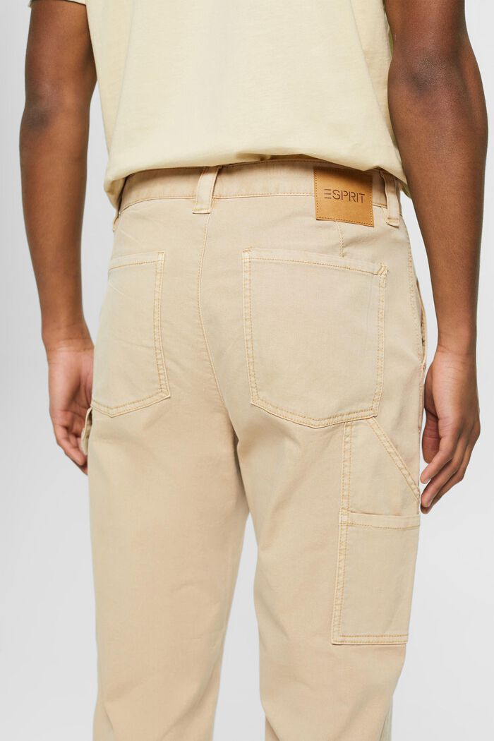 Pantalones cargo de corte ajustado y estilo vintage, LIGHT BEIGE, detail image number 4