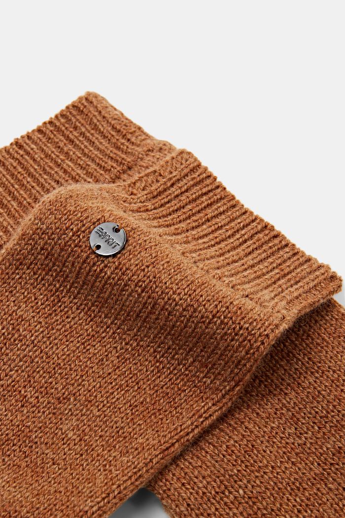 Con cachemir: guantes en mezcla de lana, CARAMEL, detail image number 1