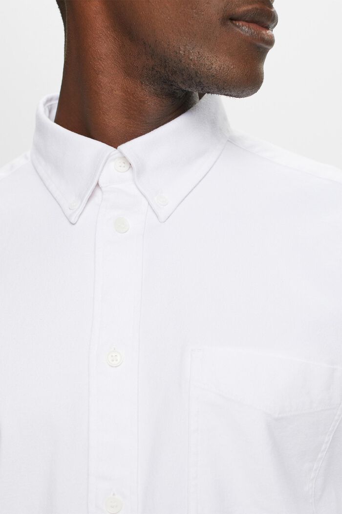Camisa de sarga de corte normal, WHITE, detail image number 3