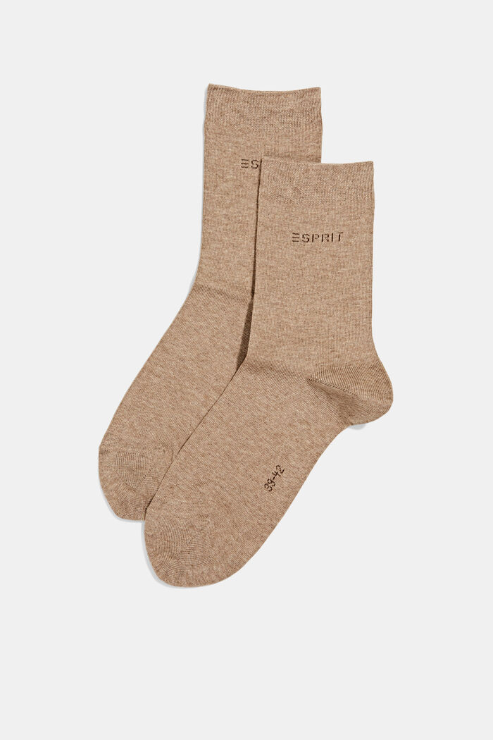Pack de 2 pares de calcetines de punto, en algodón ecológico, NUTMEG MELANGE, detail image number 0