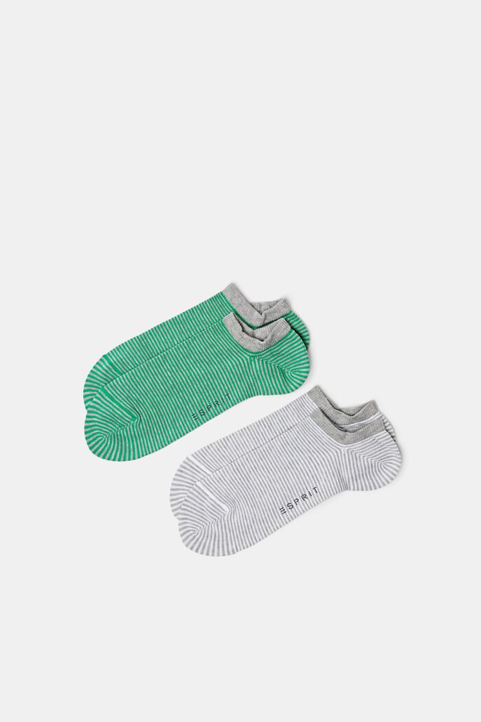 Pack de 2 pares de calcetines tobilleros a rayas, GREEN/GREY, detail image number 0