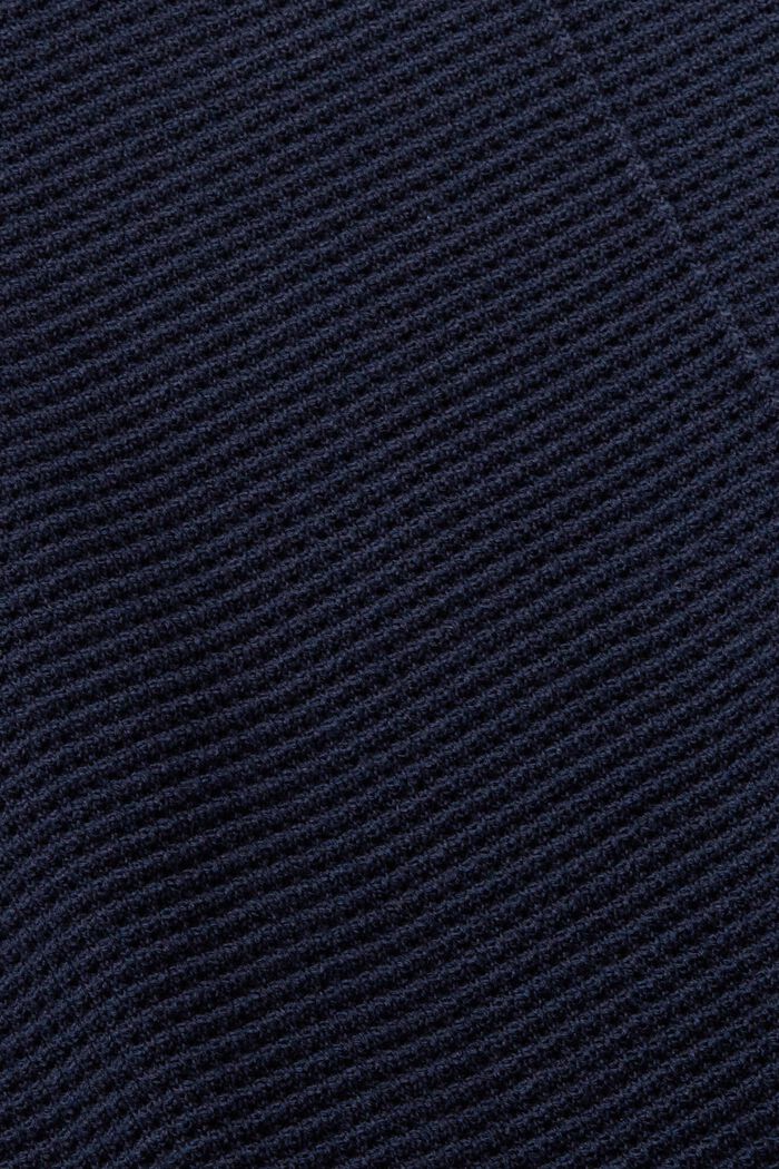 Jersey de cuello redondo con textura, algodón ecológico, NAVY, detail image number 1