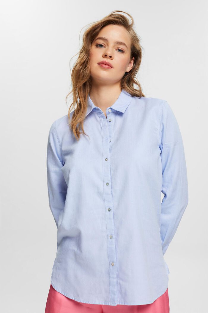 Blusa camisera en 100% algodón, LIGHT BLUE, overview