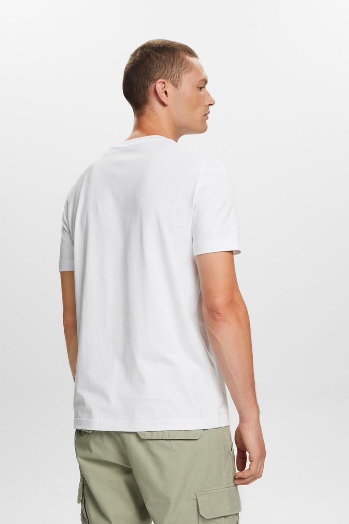 Camiseta de cuello redondo en tejido jersey de algodón Pima, WHITE, detail image number 3
