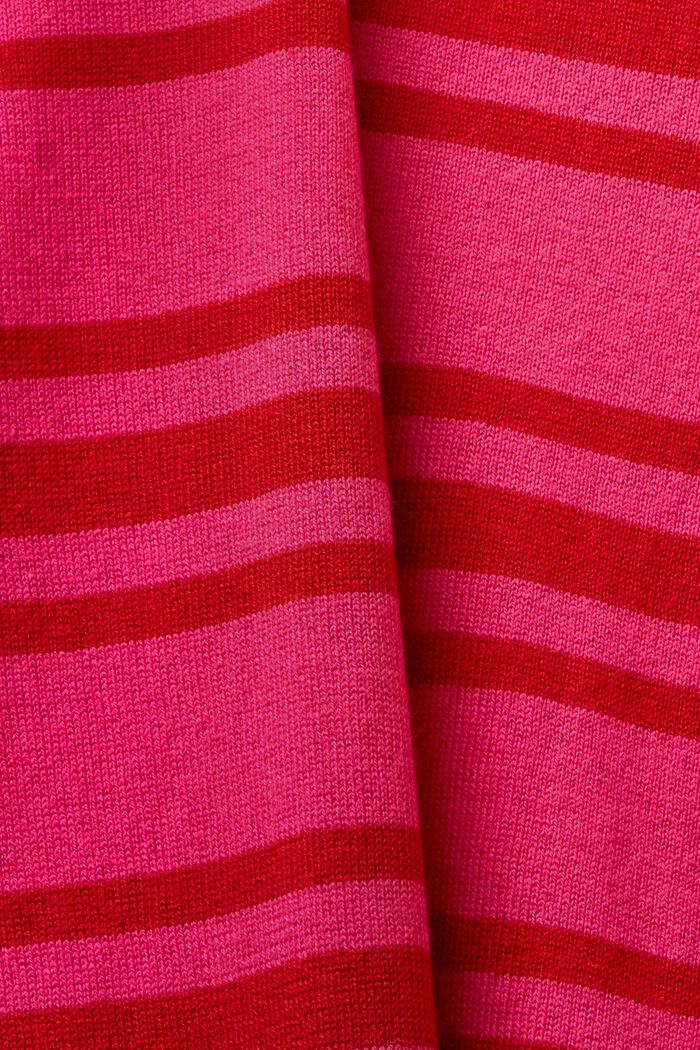 Jersey a rayas de algodón con cuello pico, PINK FUCHSIA, detail image number 5