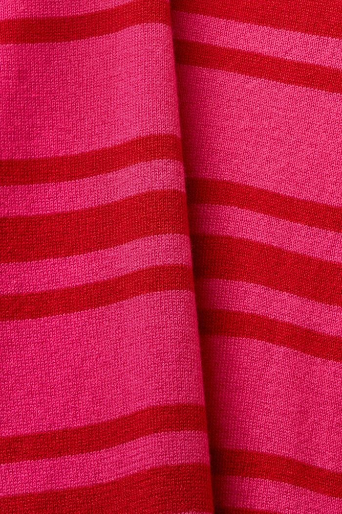 Jersey a rayas de algodón con cuello pico, PINK FUCHSIA, detail image number 5