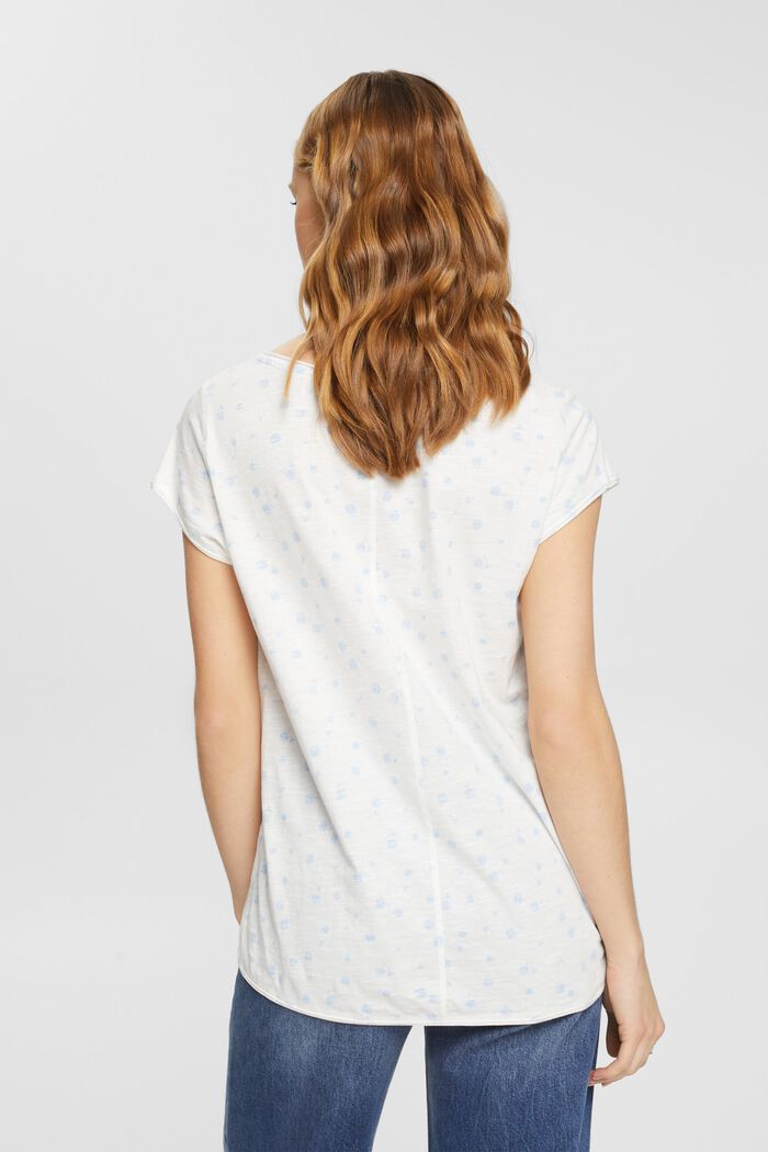 Camiseta floral con los bordes enrollados, OFF WHITE, detail image number 3