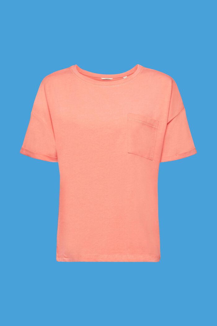 Camiseta con bolsillo en el pecho realizada en mezcla de algodón, CORAL, detail image number 5