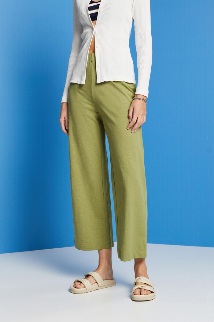 Pantalón cullotte de tejido jersey, 100% algodón, PISTACHIO GREEN, detail image number 0