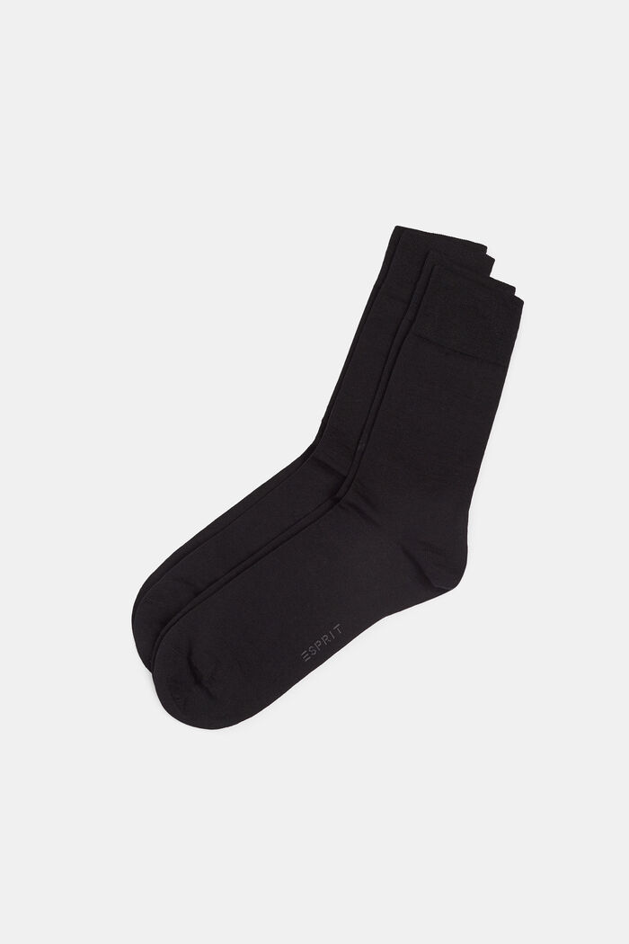 Pack de dos calcetines de punto fino con lana virgen, BLACK, detail image number 0