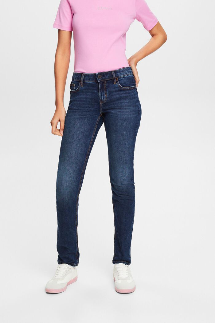 Jeans mid-rise slim fit, BLUE DARK WASHED, detail image number 0