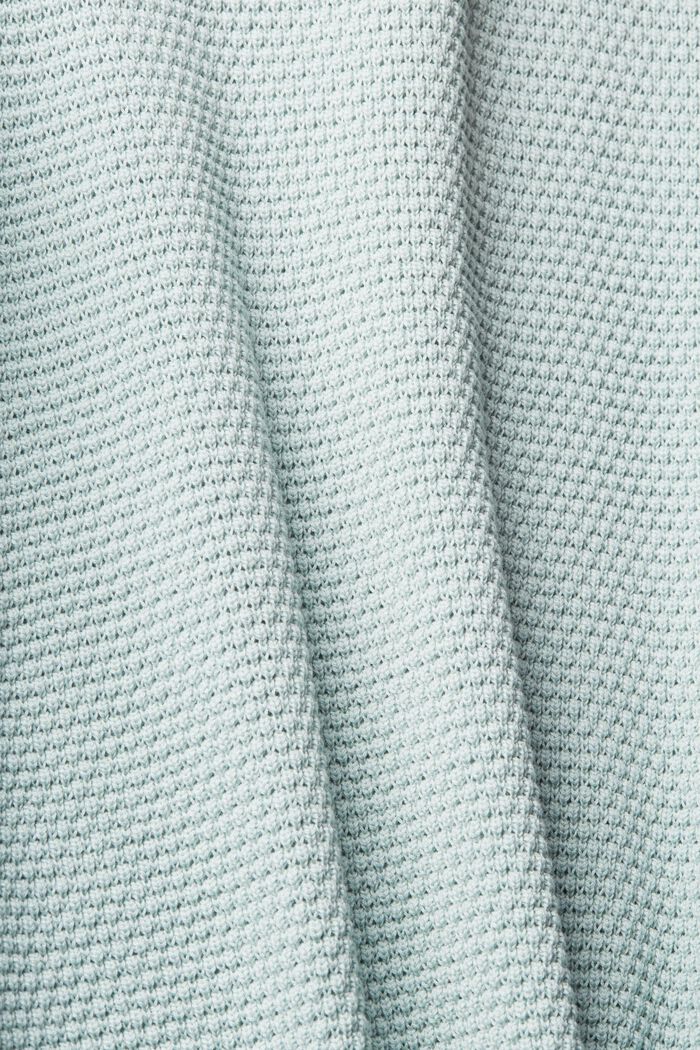 Jersey con cuello alto de textura, mezcla de algodón, LIGHT AQUA GREEN, detail image number 4