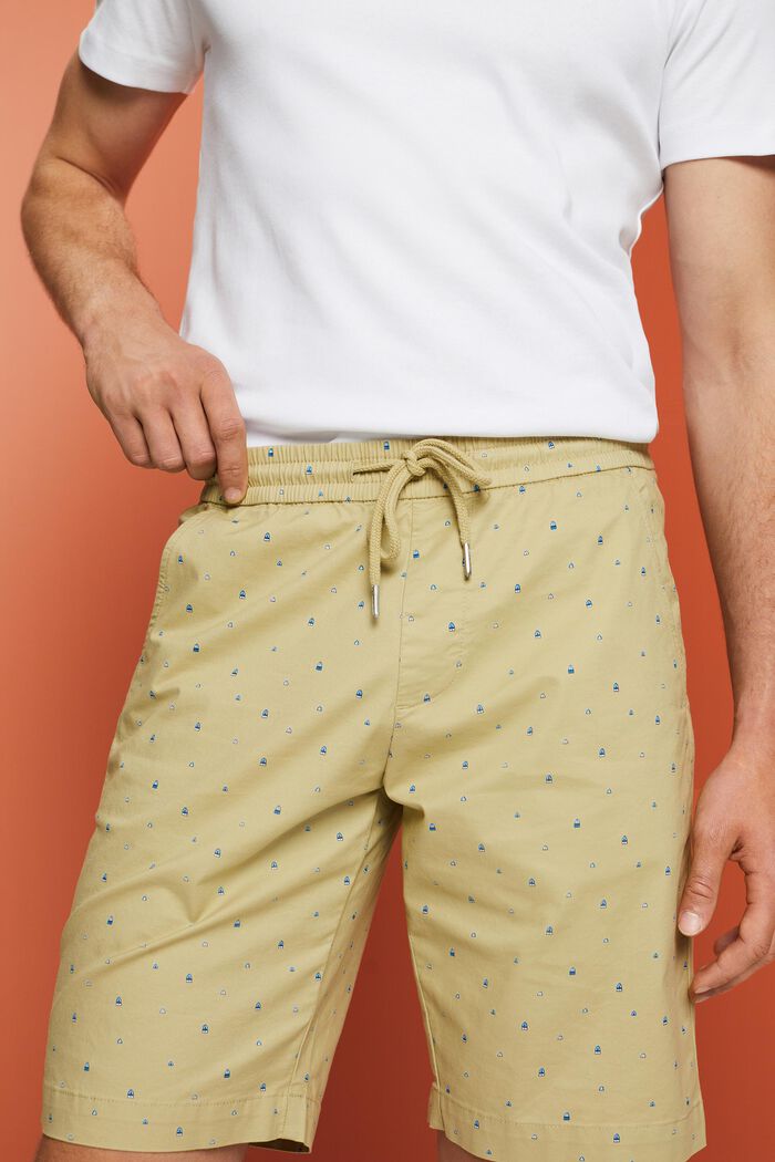 Pantalones cortos estampados sin cierre, algodón elástico, PASTEL GREEN, detail image number 2
