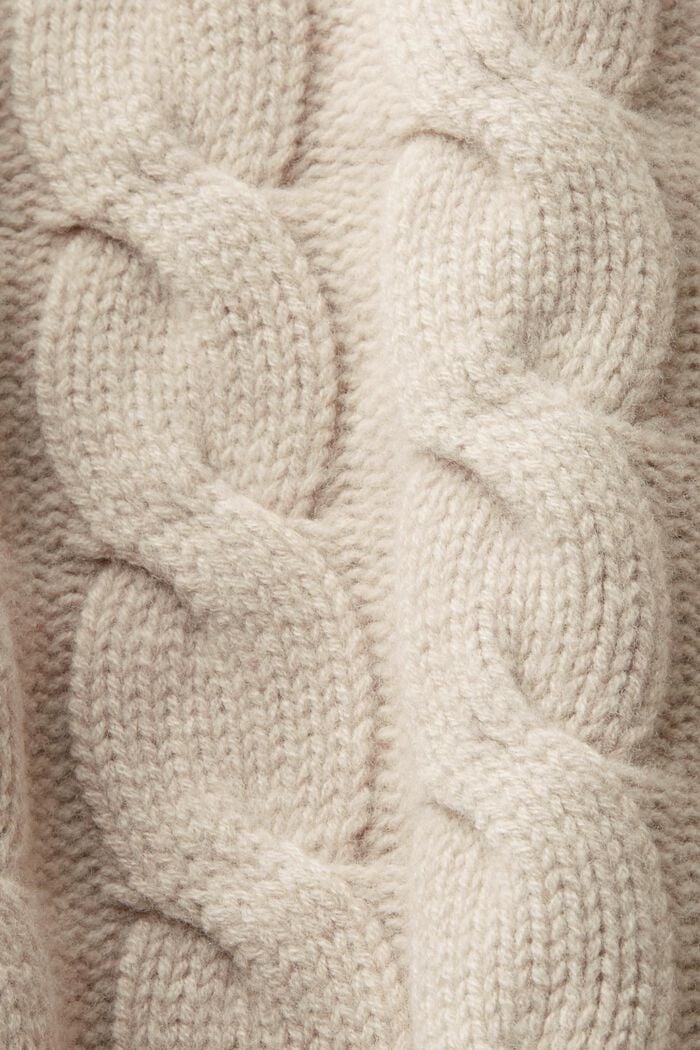Jersey de punto trenzado de lana, LIGHT TAUPE, detail image number 5