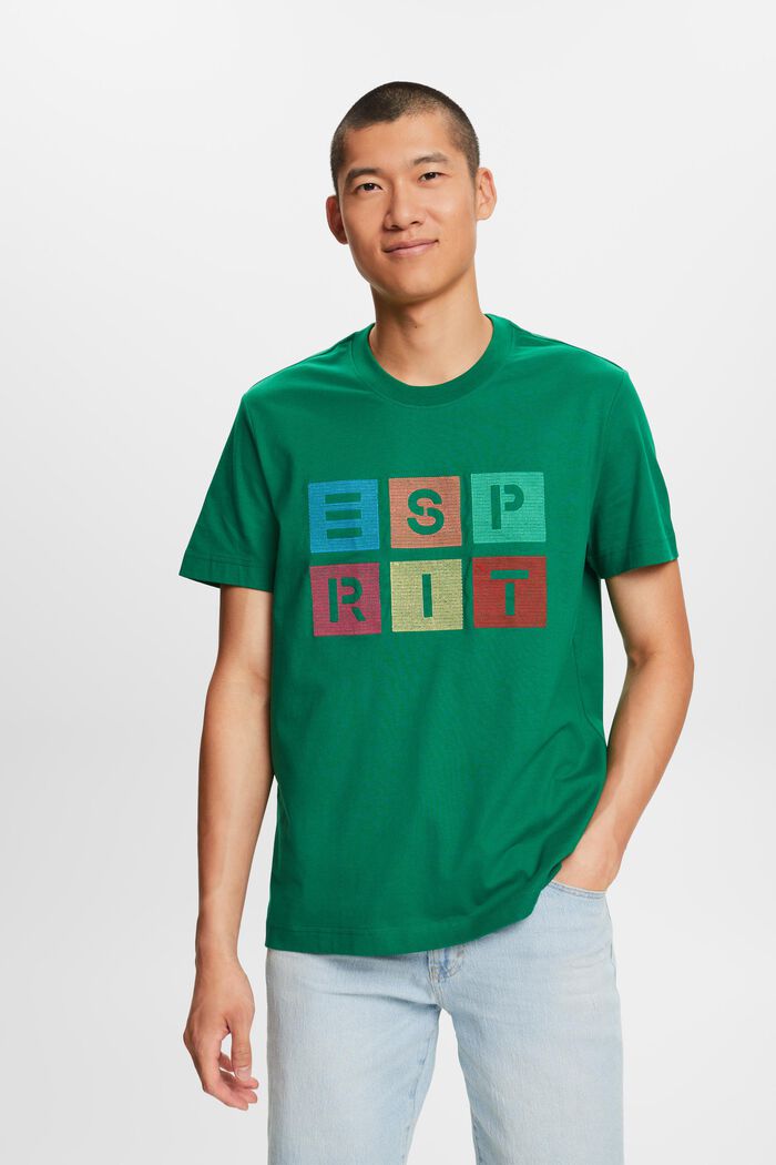 Camiseta de algodón con logotipo estampado, DARK GREEN, detail image number 0
