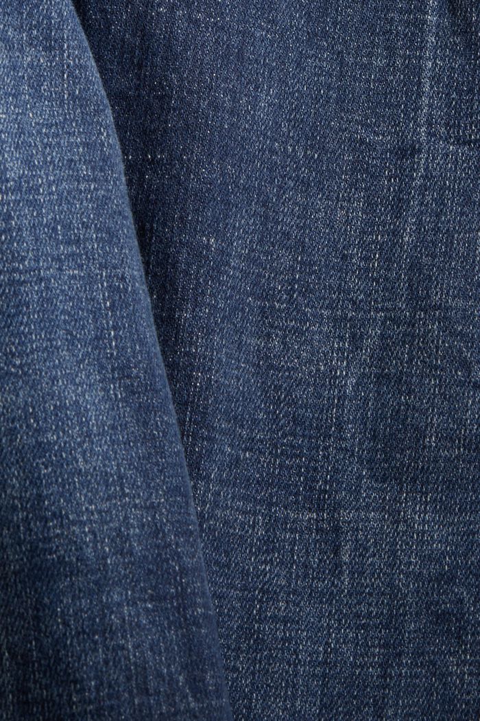 Vaqueros tobilleros de algodón ecológico con efectos desgastados, BLUE DARK WASHED, detail image number 4