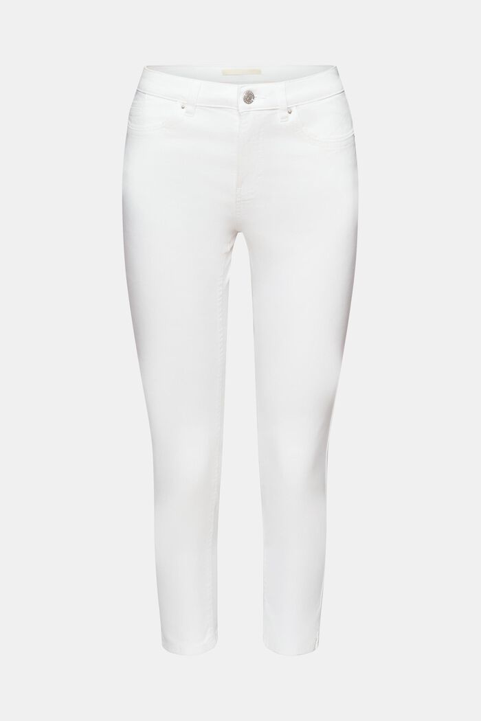 Pantalones tobilleros elásticos de tiro medio, WHITE, detail image number 7