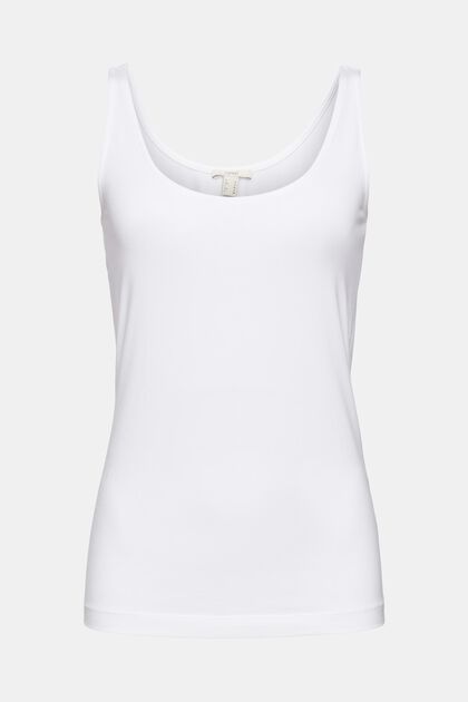 Camiseta de algodón ecológico sin mangas, WHITE, overview