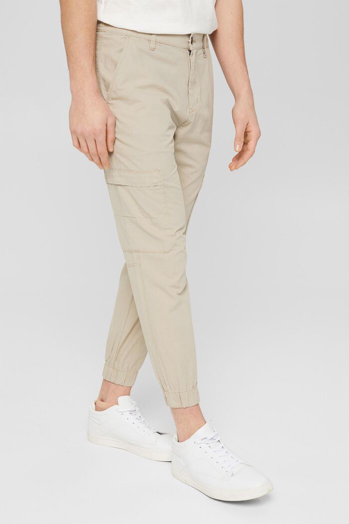 Pantalones cargo con bolsillos de cremallera, LIGHT BEIGE, detail image number 0