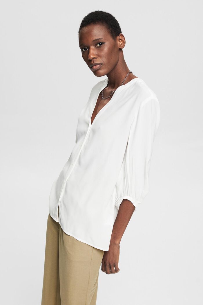 Blusa con mangas de tres cuartos, OFF WHITE, overview