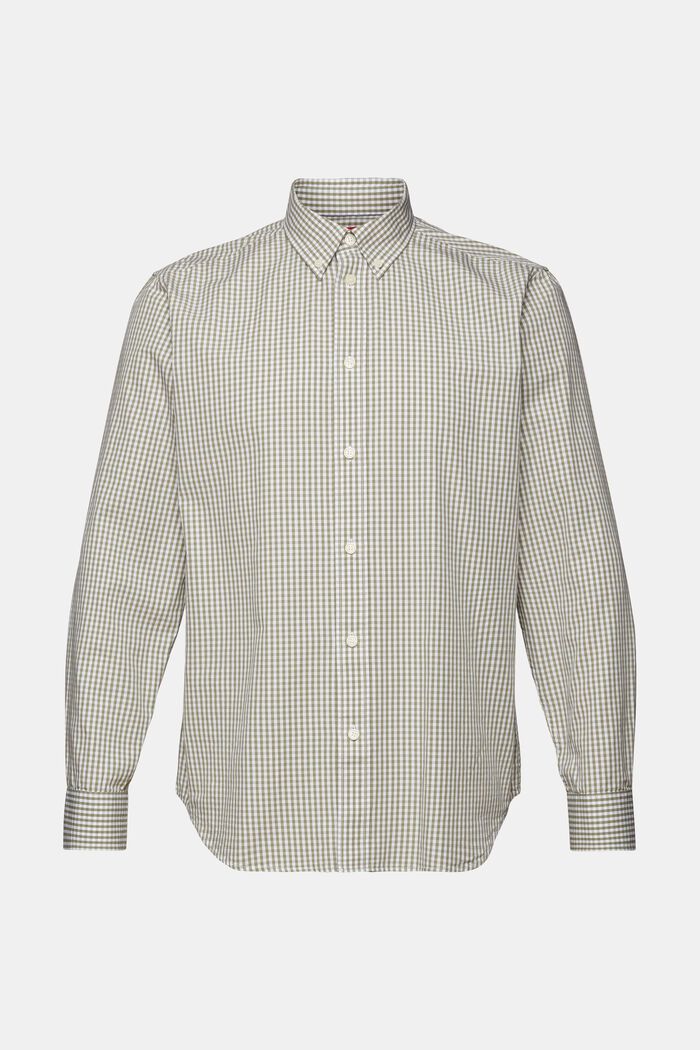 Camisa de cuadros vichy con cuello abotonado, 100% algodón, LIGHT KHAKI, detail image number 6