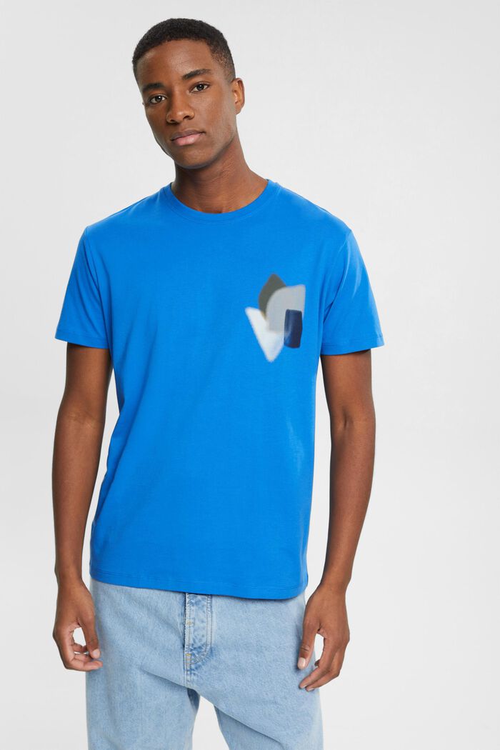 Camiseta con estampado en el pecho, BLUE, detail image number 0