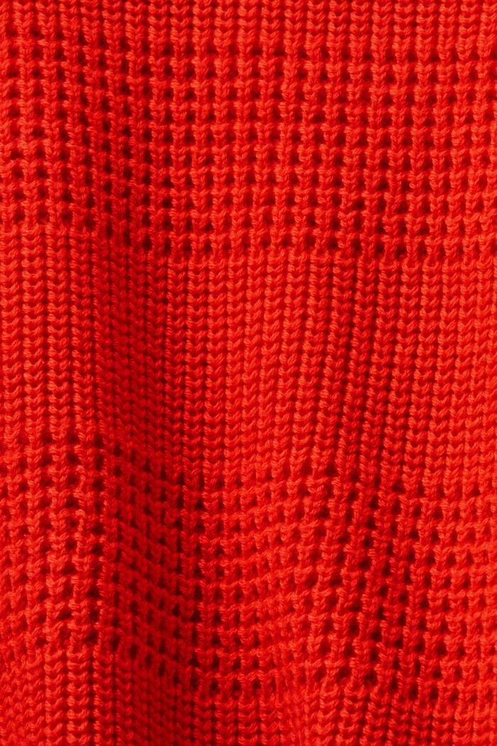Jersey de cuello redondo con textura, RED, detail image number 5