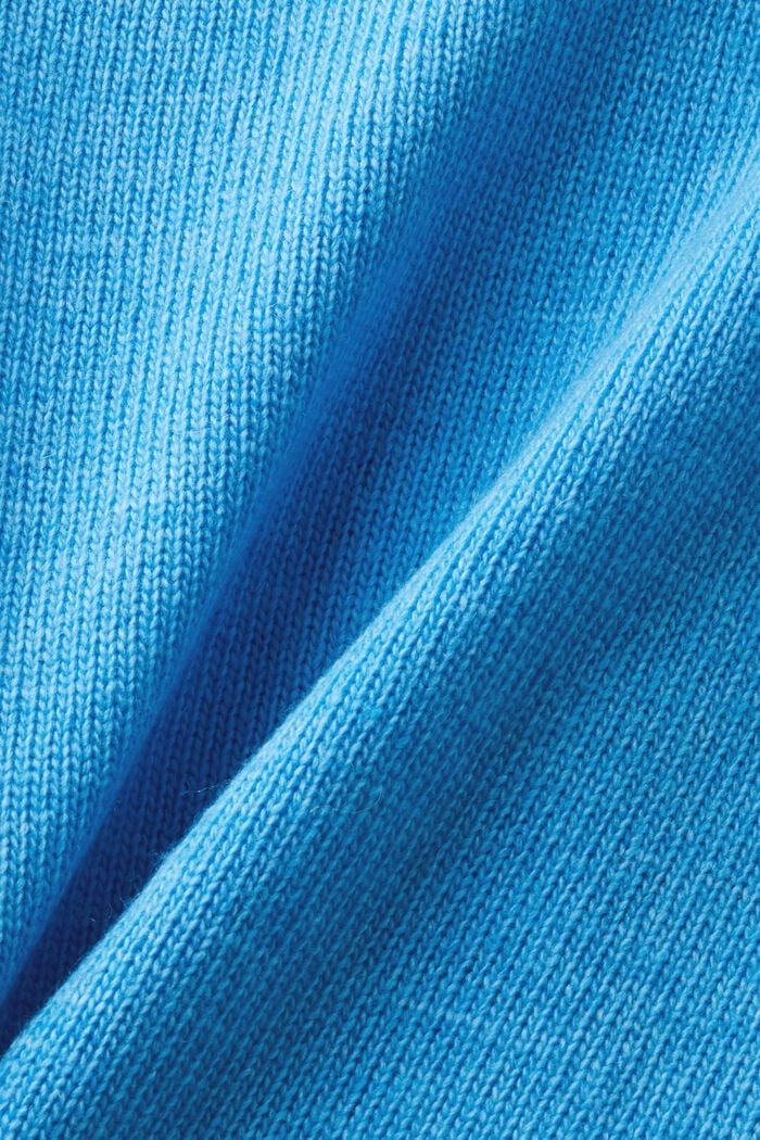 Jersey con cuello en pico en mezcla de lana y cachemira, BLUE, detail image number 5