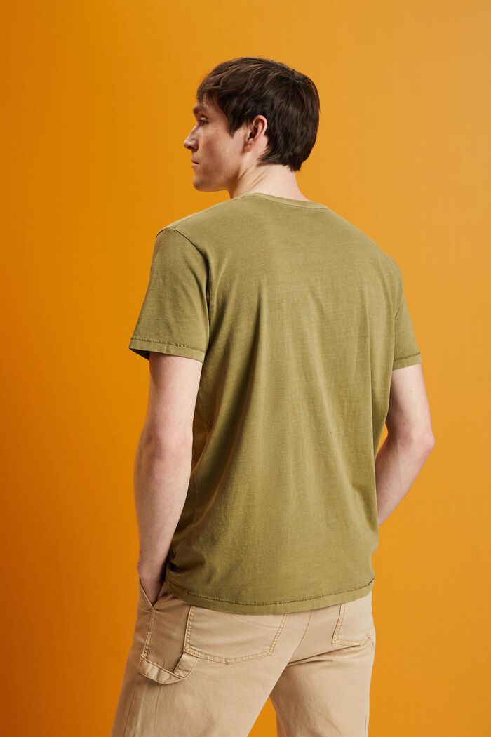 Camiseta con efecto lavado, 100 % algodón, OLIVE, detail image number 3