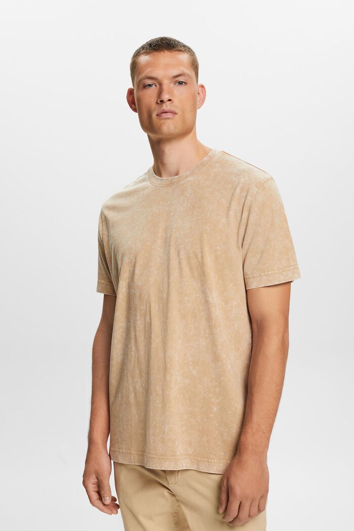 Camiseta lavada a la piedra. 100% algodón, BEIGE, detail image number 0