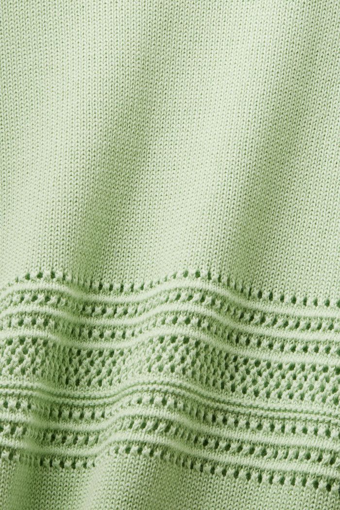 Jersey de punto calado con cuello redondo, LIGHT GREEN, detail image number 4