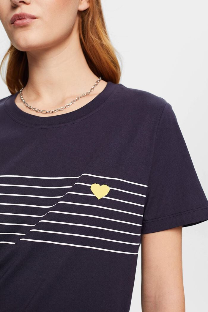 Camiseta con estampado de corazón, NAVY, detail image number 2