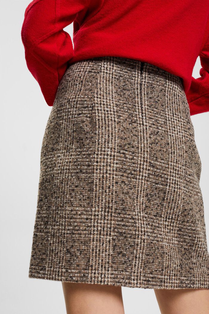 Minifalda con estampado de cuadros, BROWN, detail image number 4