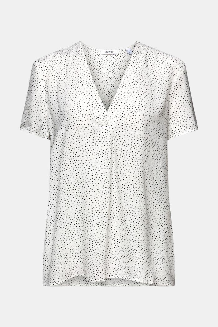 Blusa estampada con escote en pico, OFF WHITE, detail image number 6