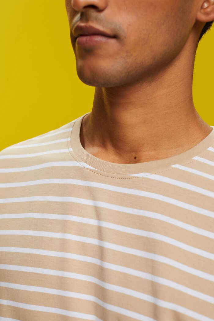Camiseta de punto a rayas, 100% algodón, SAND, detail image number 2