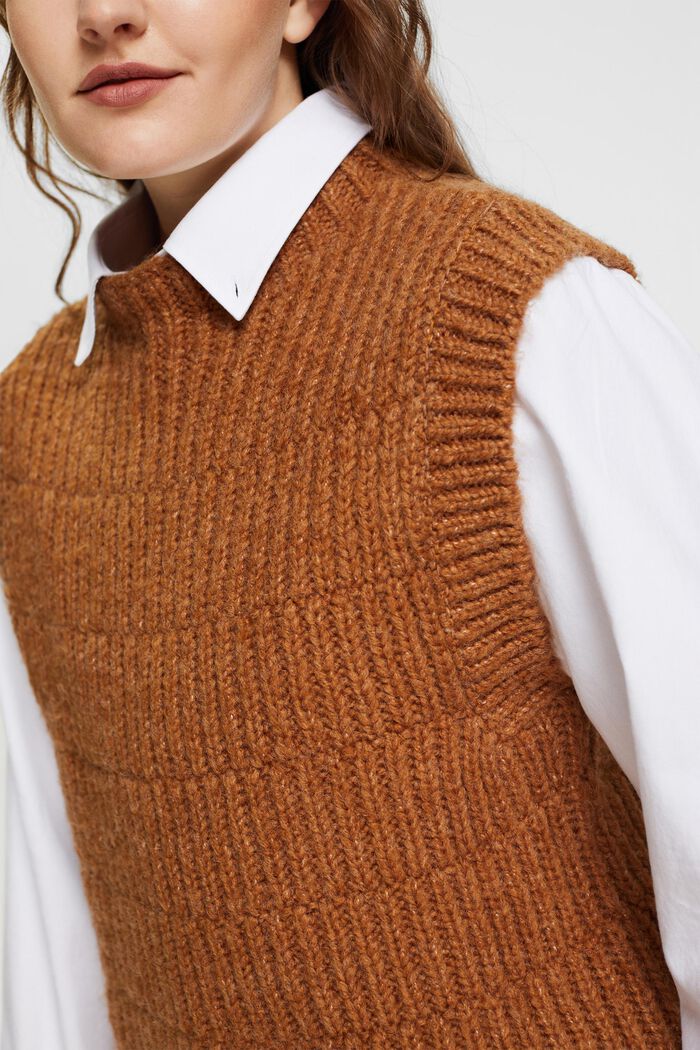 Jersey sin mangas en mezcla de lana, LIGHT BROWN, detail image number 2