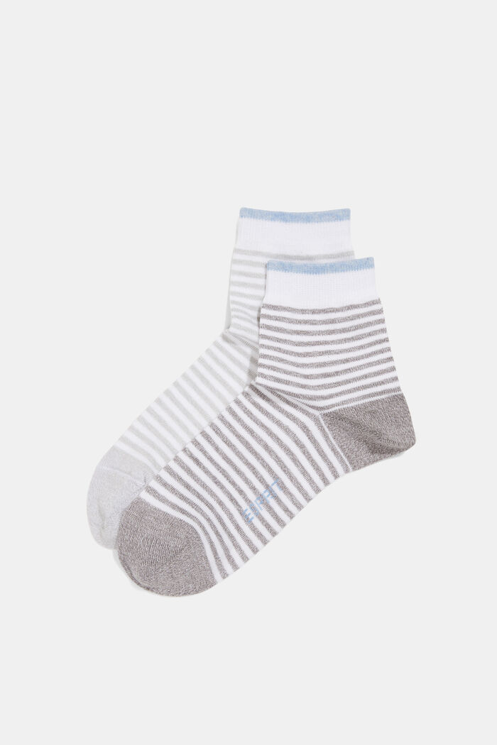 Pack de dos pares de calcetines a rayas con algodón ecológico, GREY, overview