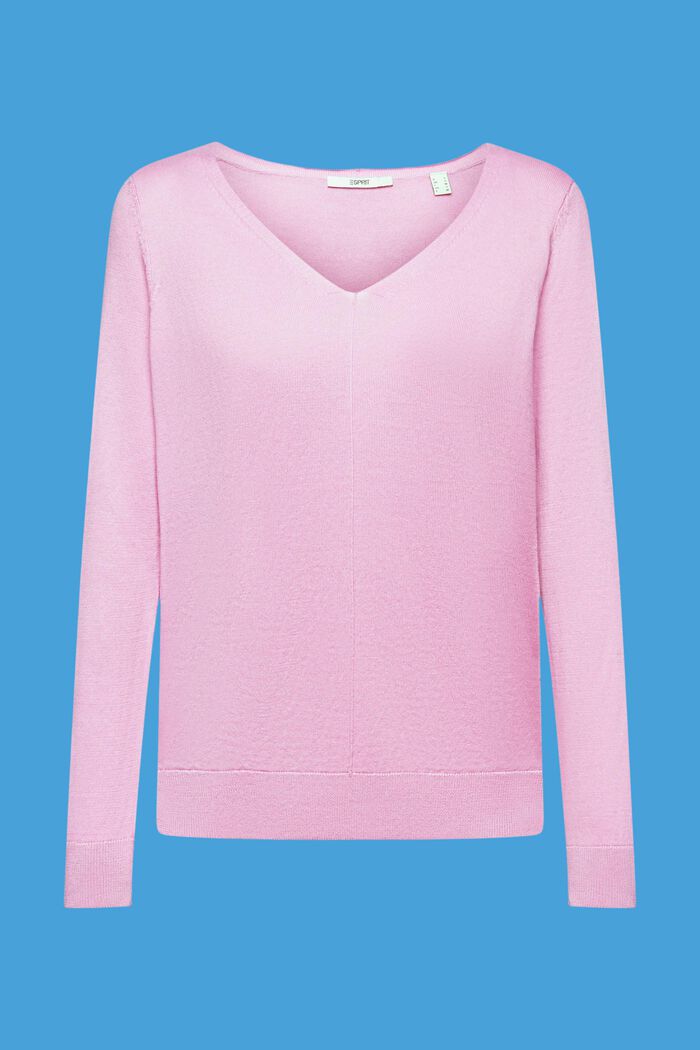 Jersey de algodón con cuello pico, LILAC, detail image number 6