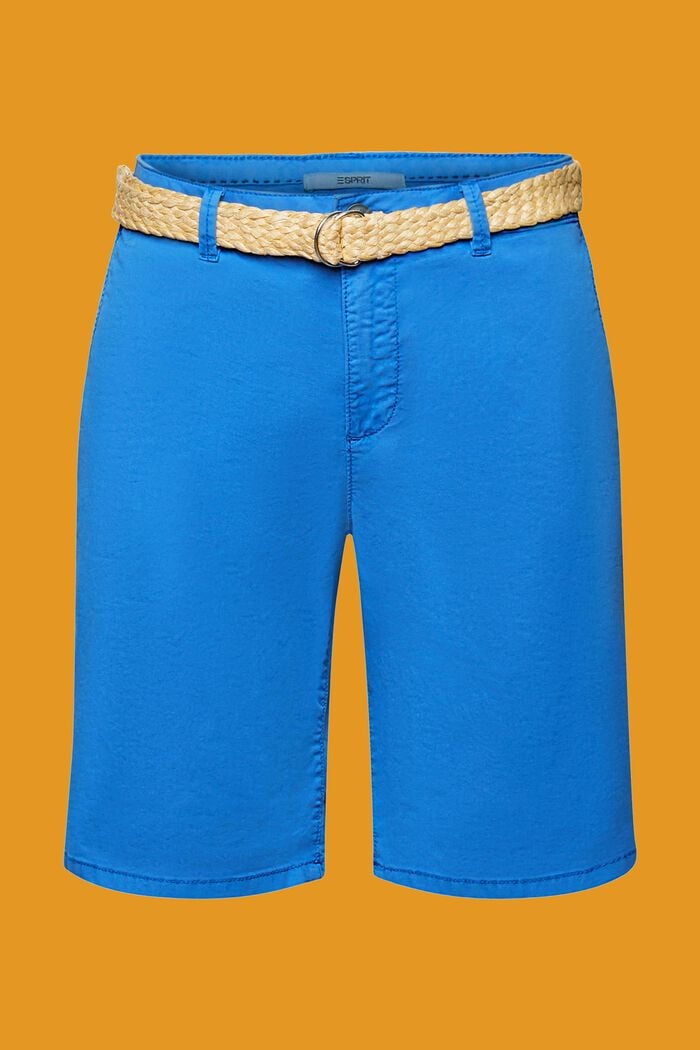 Pantalones cortos con cinturón trenzado de rafia extraíble, BRIGHT BLUE, detail image number 7