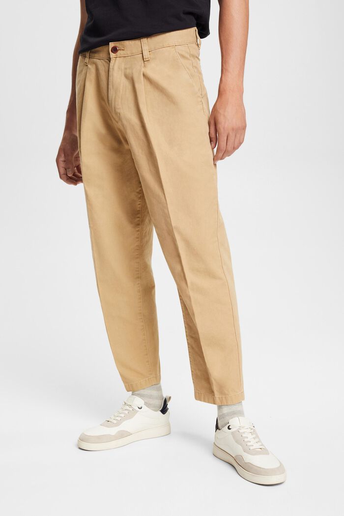 Pantalones chinos de corte holgado, CREAM BEIGE, detail image number 0