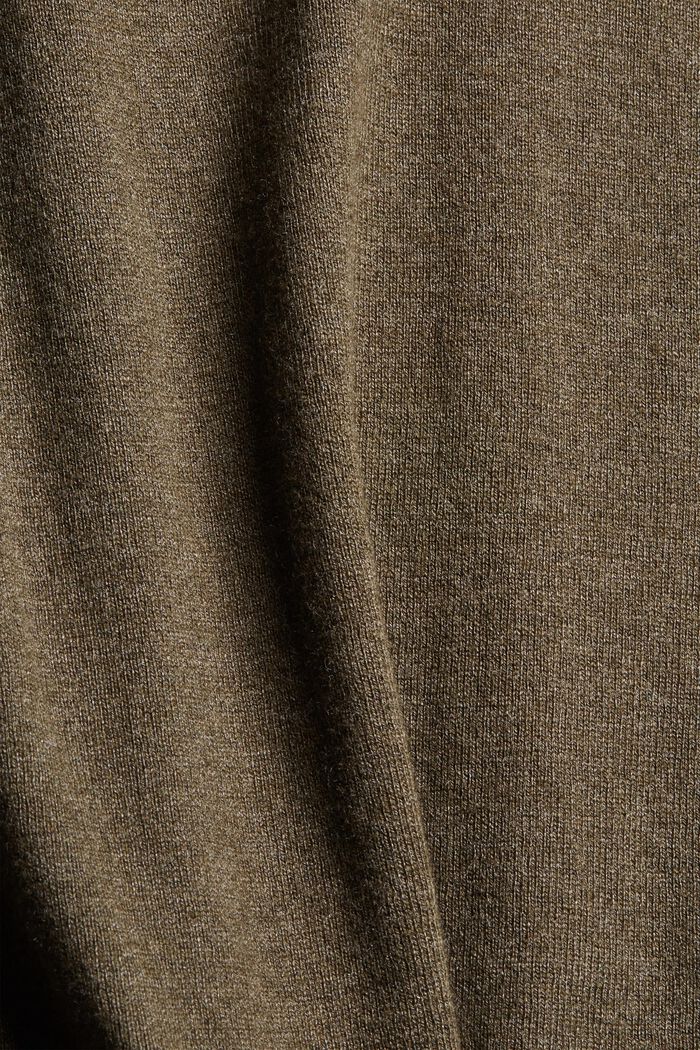 Jersey de cuello vuelto con algodón ecológico, DARK KHAKI, detail image number 4