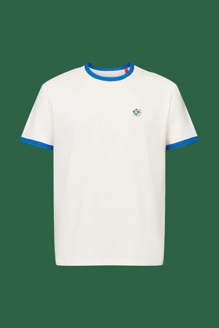 Camiseta de algodón con logotipo y cuello redondo, OFF WHITE, detail image number 6
