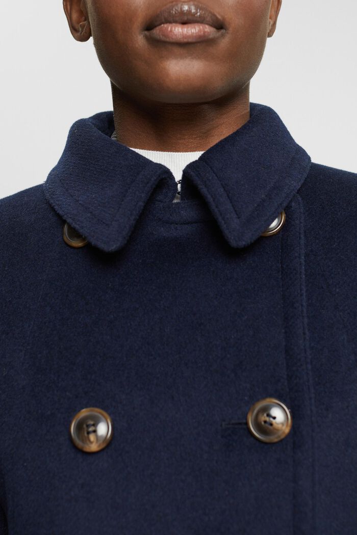Abrigo realizado en mezcla de lana de doble botonadura, NAVY, detail image number 0