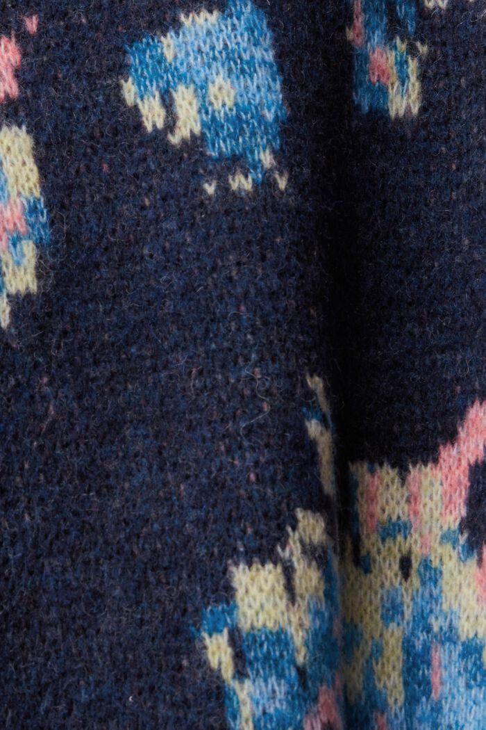 Cárdigan jacquard, mezcla de lana, PETROL BLUE, detail image number 1