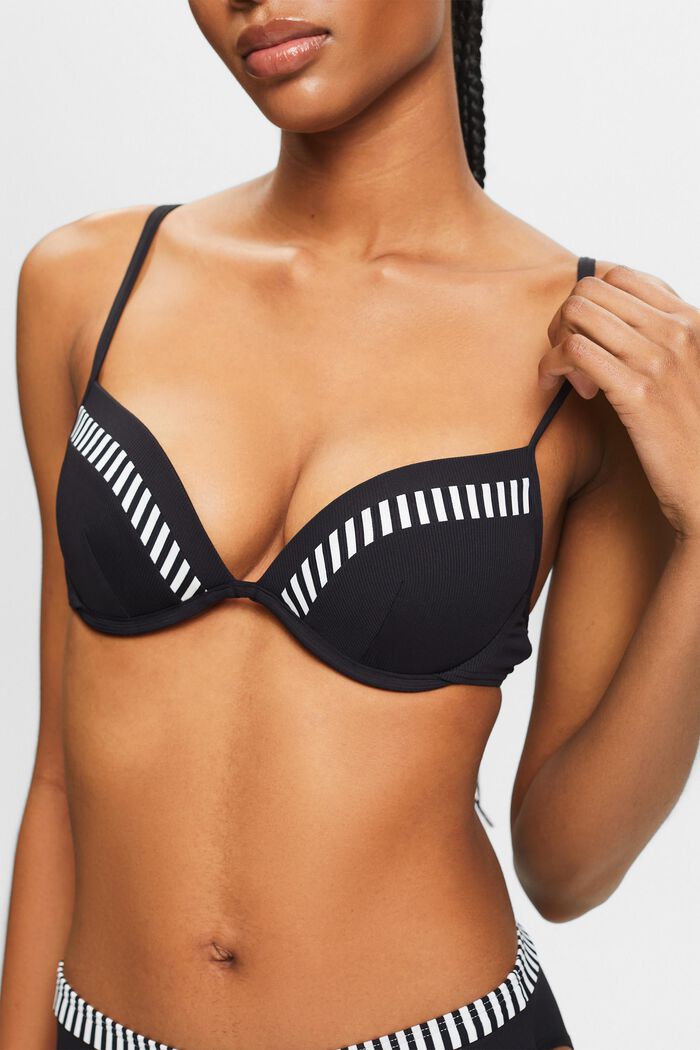 Top de bikini estampado con relleno y sin aros, BLACK, detail image number 2