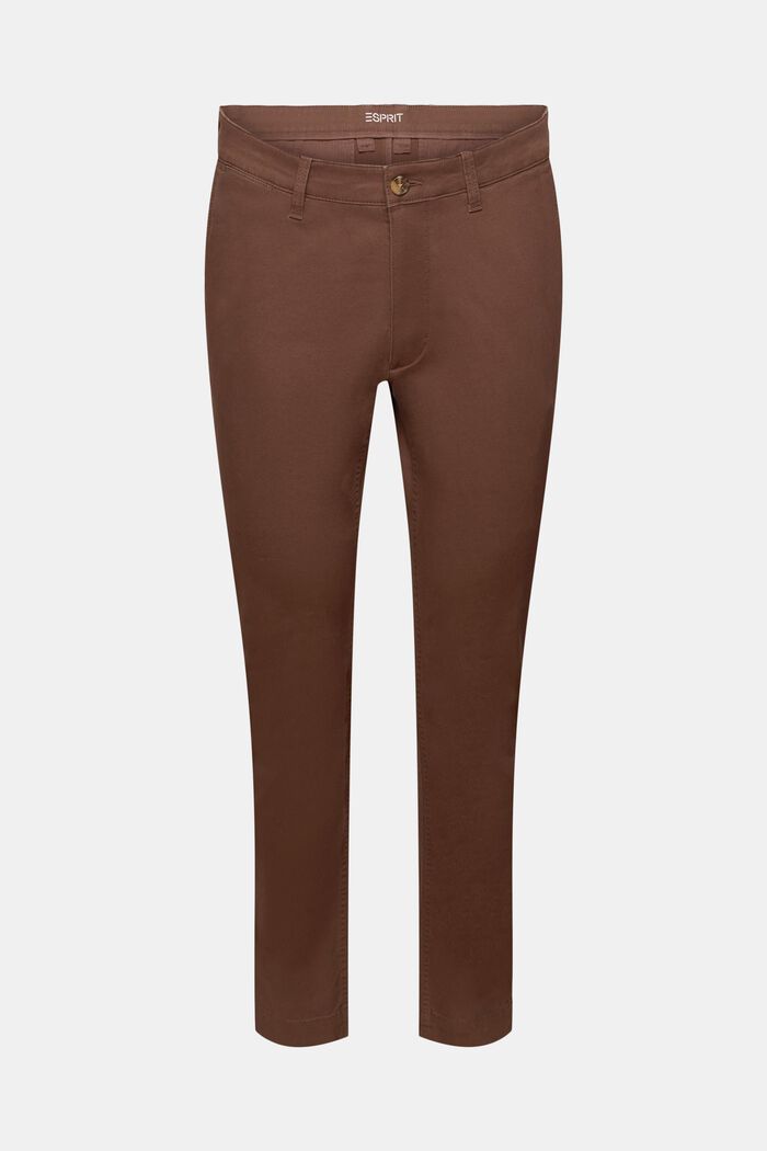 Pantalones chinos, algodón elástico, DARK BROWN, detail image number 7