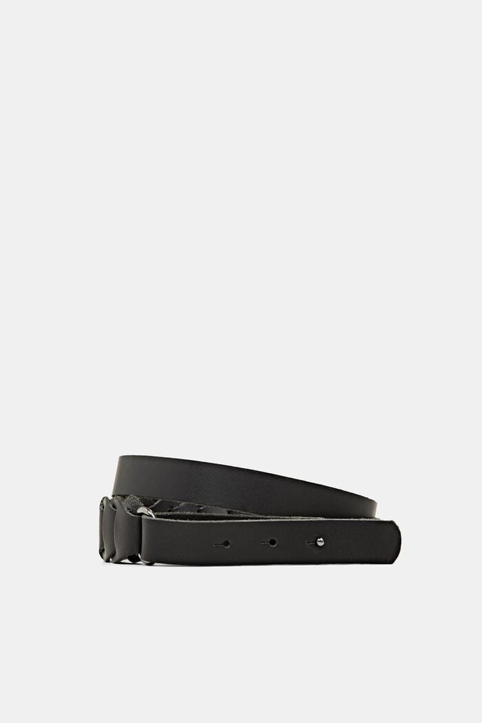 En piel: cinturón con acabado trenzado, BLACK, detail image number 0