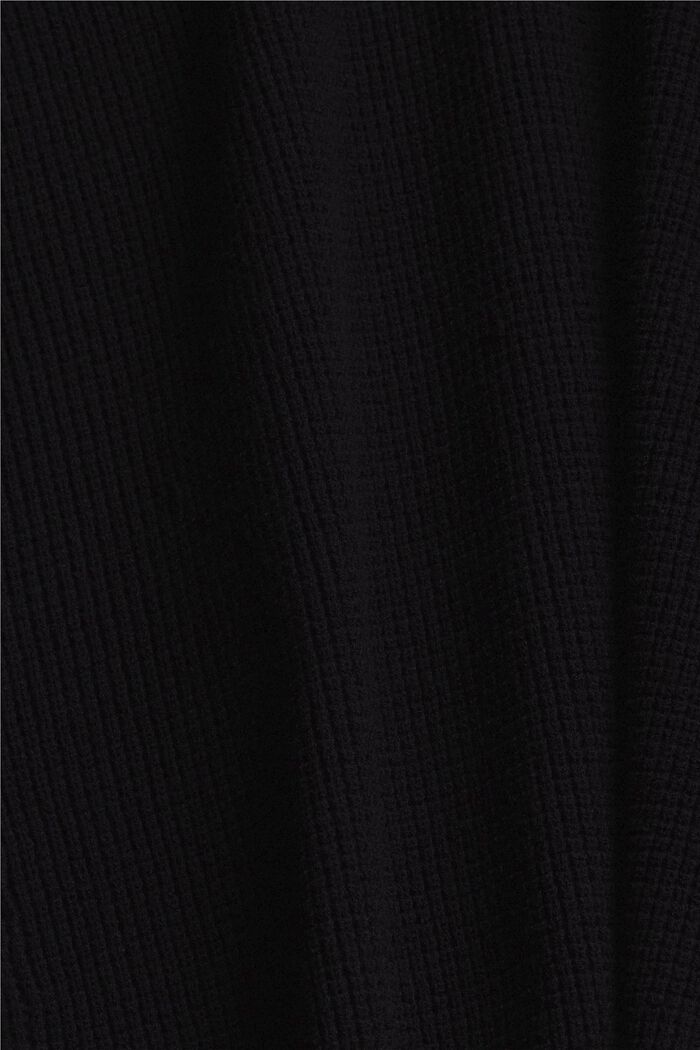 Jersey con textura y escote en pico, BLACK, detail image number 4