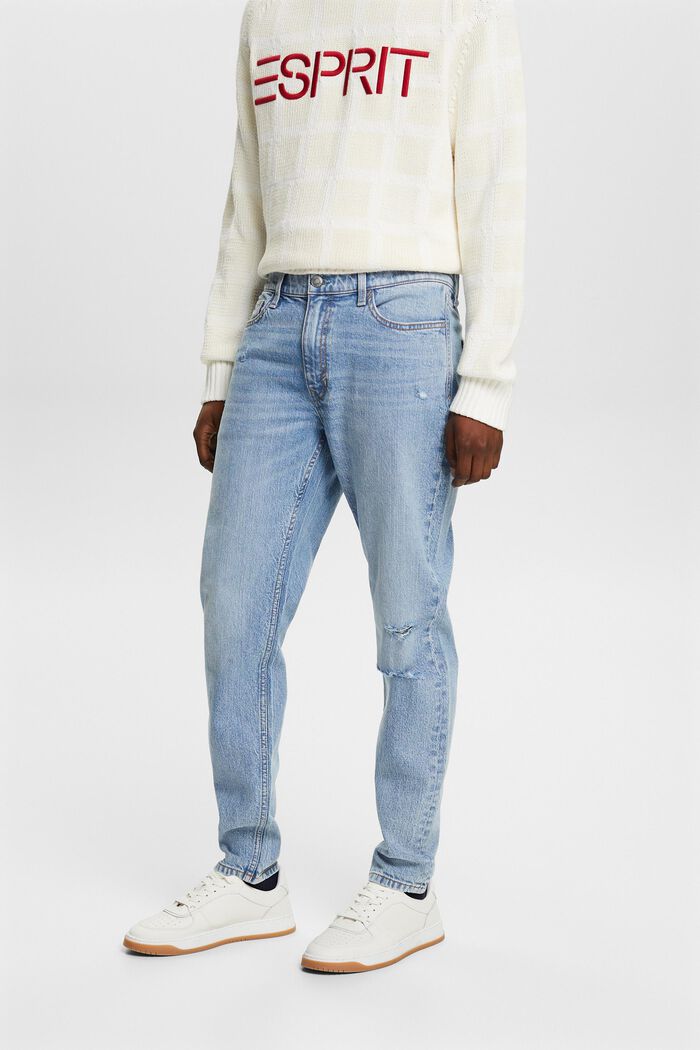 Jeans mid-rise regular tapered fit, BLUE LIGHT WASHED, detail image number 0